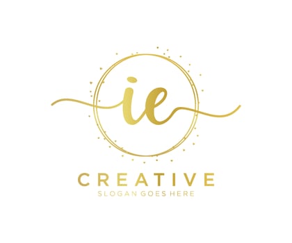 Initial IE feminine logo. Usable for Nature, Salon, Spa, Cosmetic and Beauty Logos. Flat Vector Logo Design Template Element.