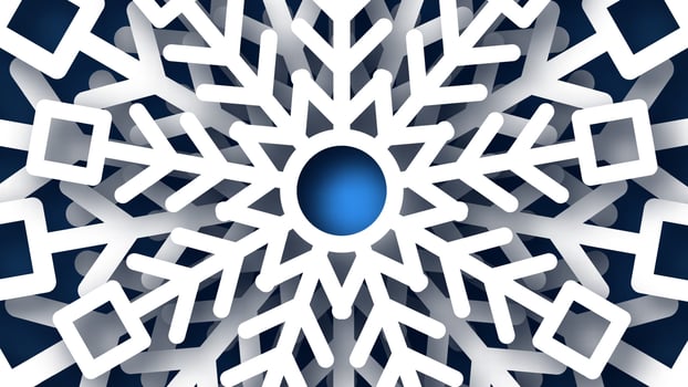 Christmas dark blue background with white paper glitter snowflakes. New year snowflakes holiday decoration. Vector illustration