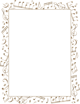 Rectangle watercolor frame with music notes. Hand-painted vertical or horizontal frame with notes for instagram, postcard, business card, invitation. Hand drawn watercolor ornament. png
