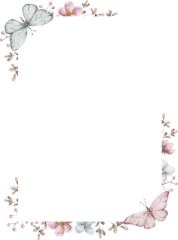 Rectangle frame with flowers and butterflies. Watercolor illustration png