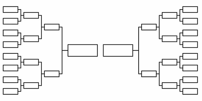 blank 16 team tournament bracket isolated on white background vector