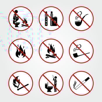 No smoking or vaping sign. Set of prohibition signs. vector