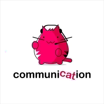 cat logo fun communication design template vector