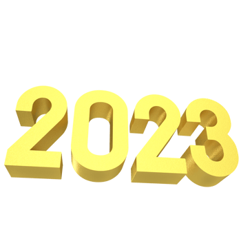 2023 gold number for new year concept png