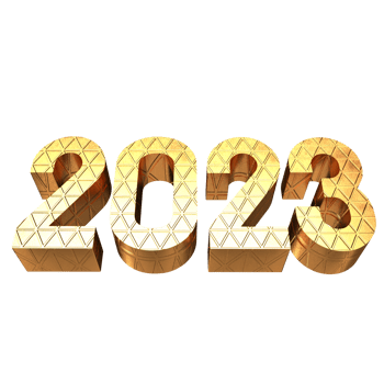 2023 gold number for new year concept png