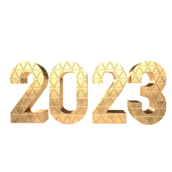 2023 gold number for new year concept png