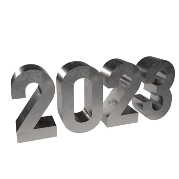 2023 metal number for new year concept png