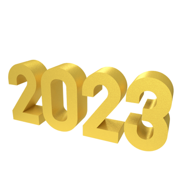 2023 gold number for new year concept png
