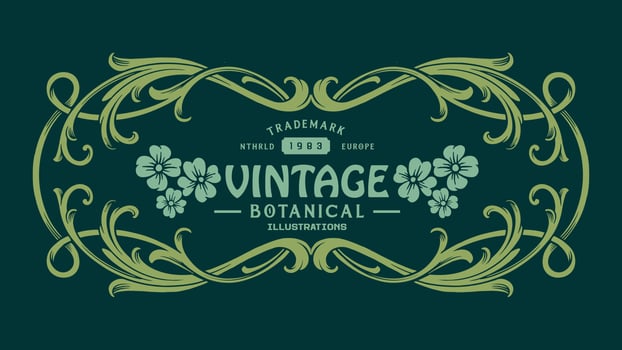 Art nouveau classic label floral swirl ornament illustration vector