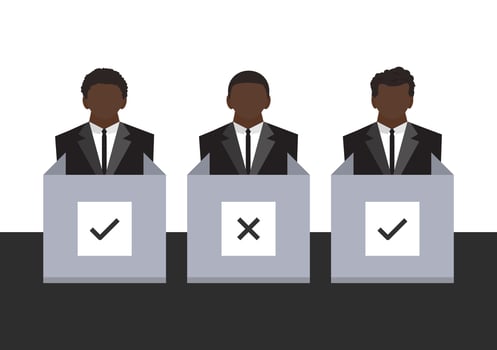 set of human voter at polling station background vector