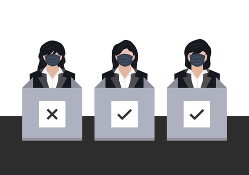 set of human voter at polling station background vector