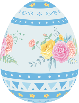 Happy Easter Day colorful egg rose isolated png