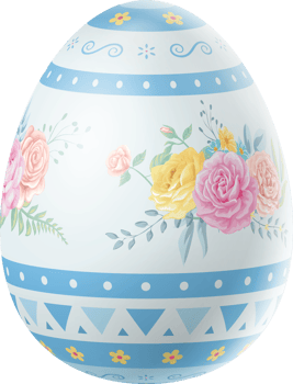 Happy Easter Day colorful egg rose isolated png