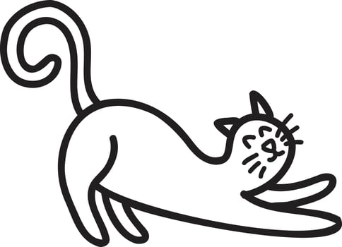 Hand Drawn cat stretching body illustration vector