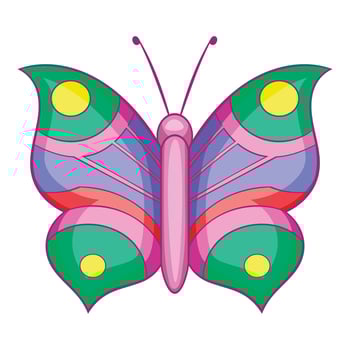 Butterfly with pattern on wing icon, cartoon style vector