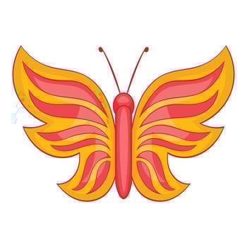 Red butterfly icon, cartoon style vector
