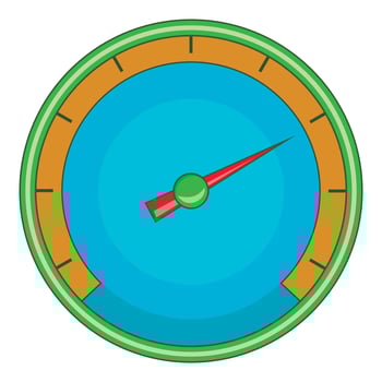 Blue speedometer icon, cartoon style vector