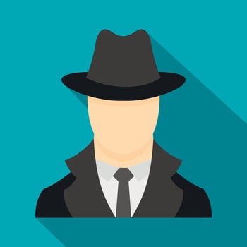 Spy icon, flat style vector