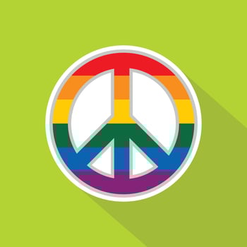 LGBT peace sign icon, flat style vector