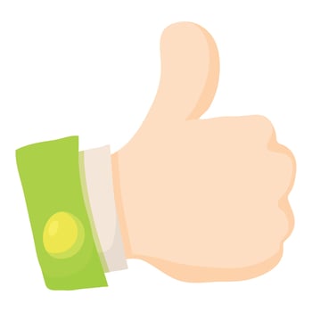 Thumbs up icon, cartoon style vector