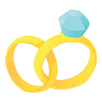 Wedding rings icon, cartoon style vector