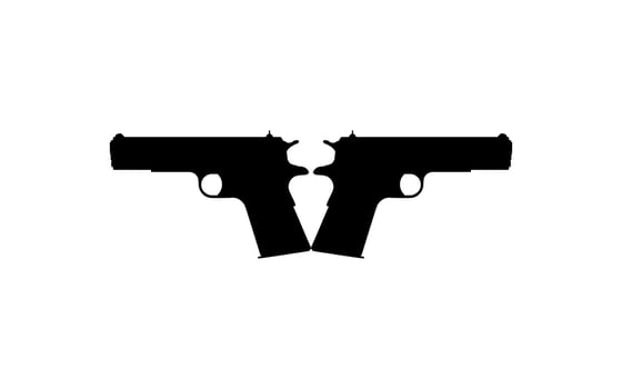 Silhouette of Pistol Gun for Logo, Pictogram, Art Illustration, Website or Graphic Design Element. Vector Illustration