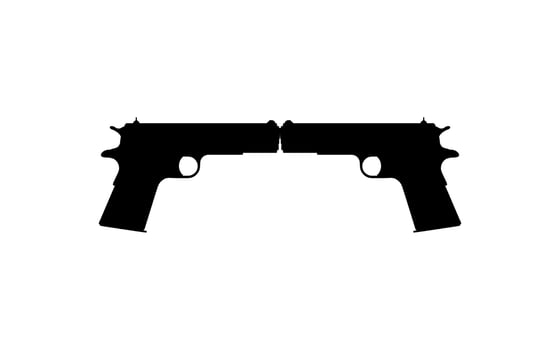 Silhouette of Pistol Gun for Logo, Pictogram, Art Illustration, Website or Graphic Design Element. Vector Illustration