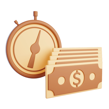 Stopwatch and money icon 3D illustration png