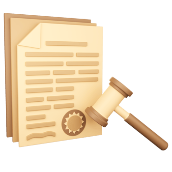Hammer icon with a contract 3D illustration png