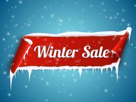 Winter Sale Banner. Red curved ribbon isolated on white background. vector
