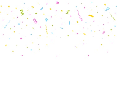 Colorful bright confetti isolated on transparent background. Festive vector illustration