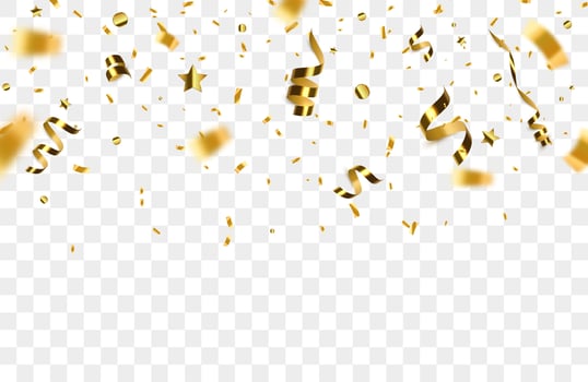Golden confetti isolated. Festive background. vector