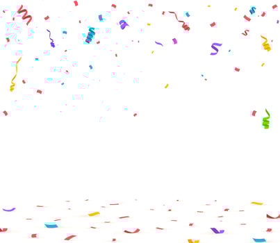 Colorful bright confetti isolated on transparent background. Festive vector illustration