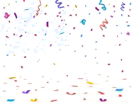 Colorful bright confetti isolated on transparent background. Festive vector illustration
