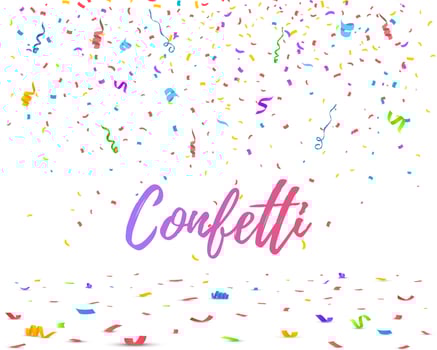 Colorful bright confetti isolated on transparent background. Festive vector illustration