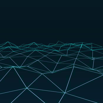 Abstract vector landscape background. Cyberspace grid. 3d technology vector illustration. Geometric background