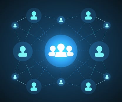 Network background. Connections with points, lines, and people icons. vector