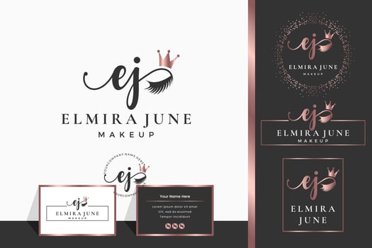 Initial letter E EJ lash, Eyebrow, Lashes, eyelash extension logo design collection for Branding vector