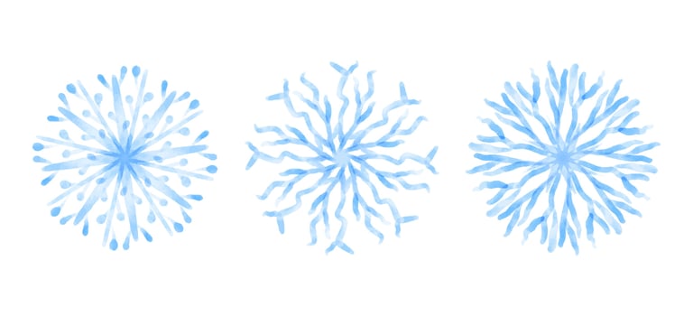 Blue snowflakes isolated on white background, vector illustration