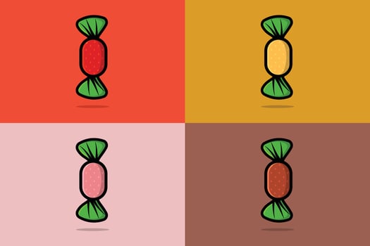Set of Candy in Wrapper vector illustration. Food object icon concept. Christmas sweet candy collection vector design. Christmas decorative elements icon.