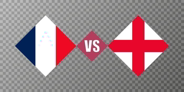 France vs England flag concept. Vector illustration.