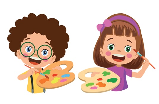 cute and happy painter boy vector