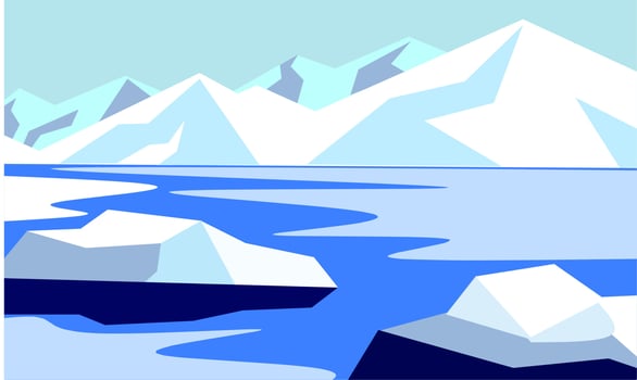Winter illustration design, Mountain scenery when winter comes vector