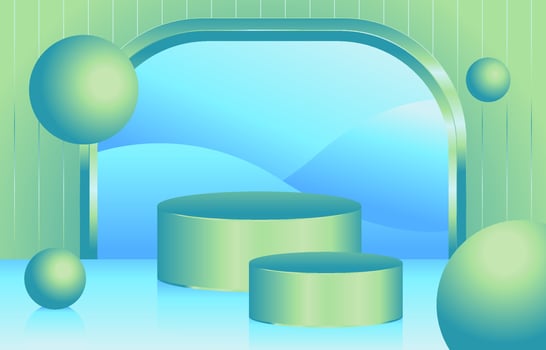 Blue and Green Podium Background vector