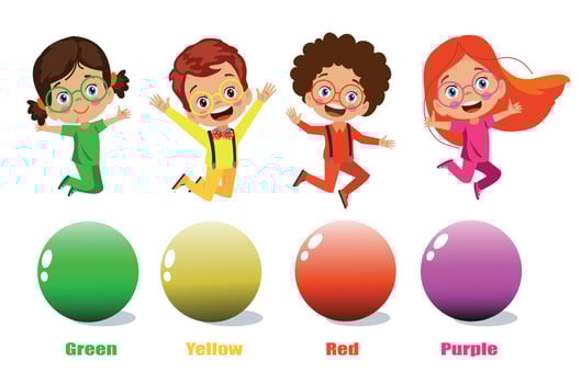 colored balls and cute boy vector