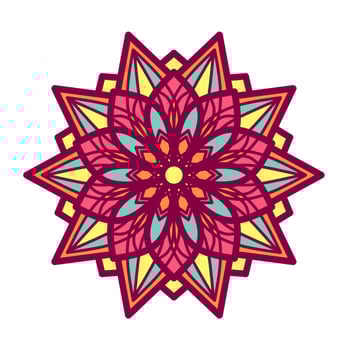 Ethnic colorful mandala. Vector hand drawn doodle mandala. Ethnic mandala with colorful tribal ornament. Isolated. Bright colors.