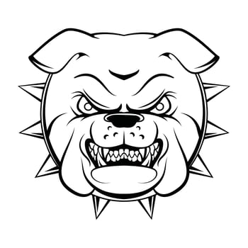Bulldog Head Angry Black and White vector