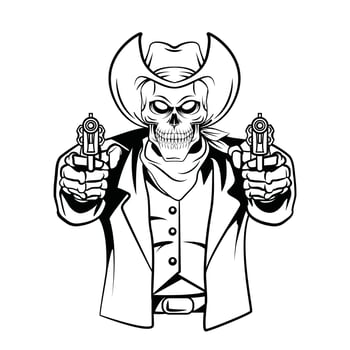 Skull Cowboy Gun Illustration vector
