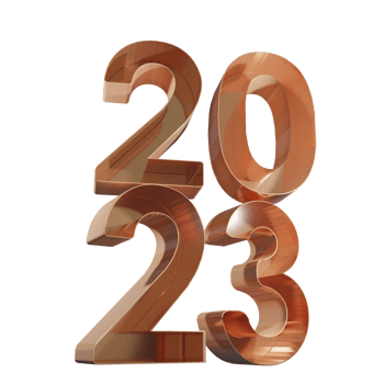 Gold 2023 new year 3d rendering isolated on transparent background png
