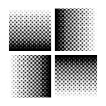 Halftone set vector illustration, black and white halftone effect background template